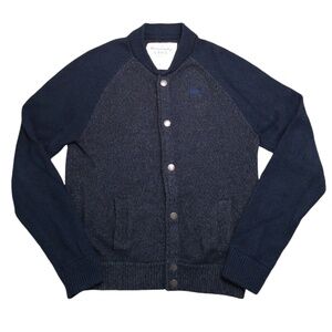 Abercrombie & Fitch Men’s Navy Wool Blend Snap Front Cardigan Sweater Size Large